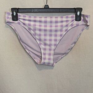 AA-6 Aerie NWT Purple & White Gingham Plaid Summer Swim‎ Bikini Bottoms Size XL